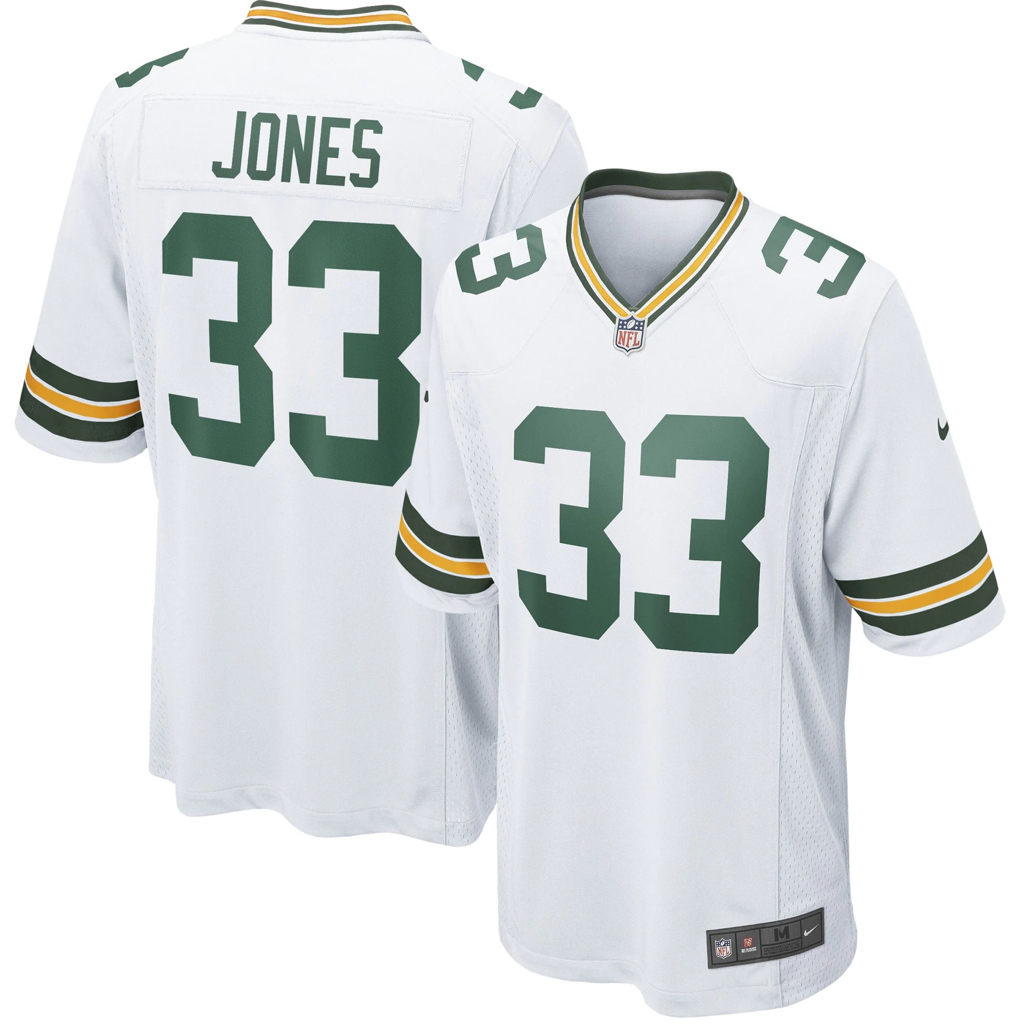 Men Green Bay Packers #33 Aaron Jones Nike White Player Game NFL Jersey